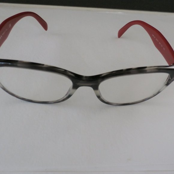 PRADA VPR 12T 257-1O1 Stripped Gray & Red Eyeglasses 140 with Case MADE IN ITALY - Picture 3 of 11